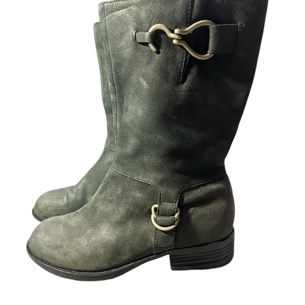 Cole Haan Nike Air Tantivy Biker Boot Brass Hardware Nubuck Leather Sz 9B
